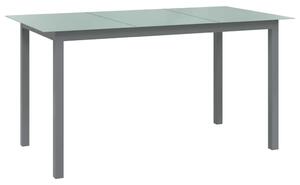 Stół ogrodowy, szary, 150x90x74 cm, aluminium i szkło