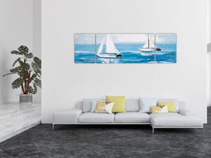 Obraz - Obraz jachtów na morzu (170x50 cm)