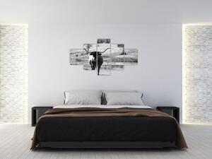 Obraz - Krowa, czarno - biała (125x70 cm)