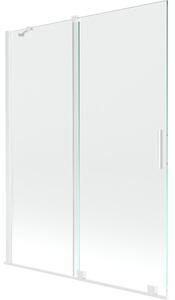 Mexen Velar parawan nawannowy 2-skrzydłowy rozsuwany 130 x 150 cm, transparent, biały - 896-130-000-01-20