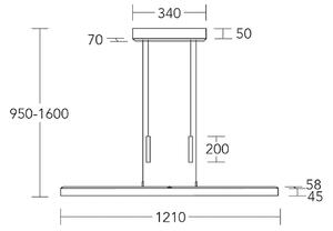 Lampa wisząca HerzBlut LED Leonora, 121 cm, drewno, ściemniana