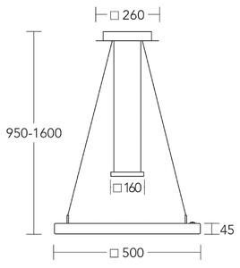 Lampa wisząca LED HerzBlut Leonora, drewno, 50 cm, ściemniana