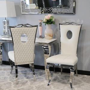 Krzesło glamour Luxury White z przeszyciami - krzesło tapicerowane białe