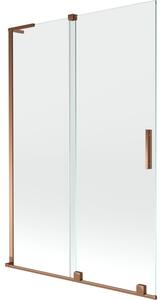 Mexen Velar L parawan nawannowy 2-skrzydłowy rozsuwany 120 x 150 cm, transparent, różowe złoto - 896-120-003-01-60