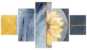 Obraz - Kształty i kwiat (125x70 cm)