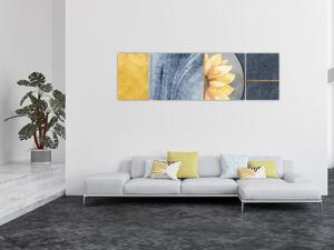 Obraz - Kształty i kwiat (170x50 cm)