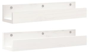 Półki ścienne, 2 szt., białe, 50x12x9 cm, drewno sosnowe
