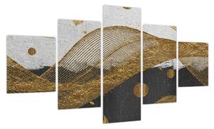 Obraz - Złote piórka (125x70 cm)