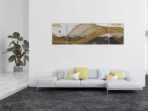 Obraz - Złote piórka (170x50 cm)