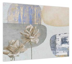 Obraz - Obraz z kwiatami i teksturami (70x50 cm)