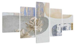 Obraz - Obraz z kwiatami i teksturami (125x70 cm)