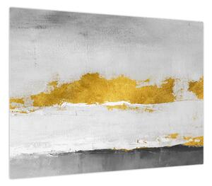 Obraz - Złote i szare pociągnięcia (70x50 cm)