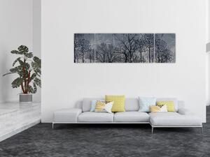 Obraz - Sylwetki drzew z liśćmi (170x50 cm)