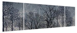 Obraz - Sylwetki drzew z liśćmi (170x50 cm)