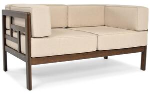 Drewniana sofa wypoczynkowa EDEN dla 2 osób ciemny brąz/beż