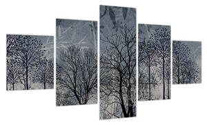 Obraz - Sylwetki drzew z liśćmi (125x70 cm)