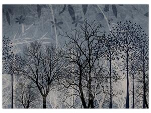 Obraz - Sylwetki drzew z liśćmi (70x50 cm)