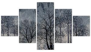 Obraz - Sylwetki drzew z liśćmi (125x70 cm)