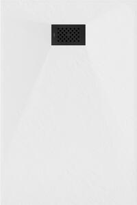 Mexen Hugo brodzik prostokątny SMC 80 x 70 cm, biały, maskownica czarna - 42107080-B