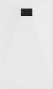 Mexen Hugo brodzik prostokątny SMC 140 x 70 cm, biały, maskownica czarna - 42107014-B