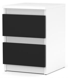 Szafka Nocna STIVMEBLE 2 Szuflady 30x30x40 cm BiaÅy Czarny Mat