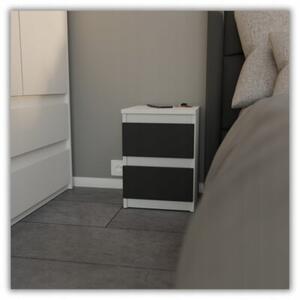 Szafka Nocna STIVMEBLE 2 Szuflady 30x30x40 cm BiaÅy Czarny Mat