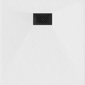 Mexen Hugo brodzik kwadratowy SMC 90 x 90 cm, biały, maskownica czarna - 42109090-B