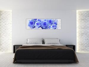 Obraz - Niebieskie róże (170x50 cm)