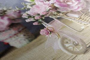 Obraz romantyczny różowy goździk w stylu vintage