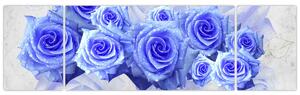 Obraz - Niebieskie róże (170x50 cm)