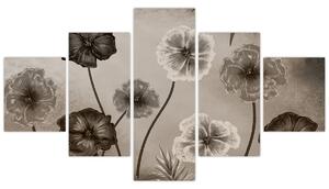 Obraz - Rysowane kwiaty (125x70 cm)