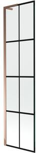 Mexen Next L parawan nawannowy 1-skrzydłowy 50 x 150 cm, czarna kratka, różowe złoto - 895-050-000-03-77-60