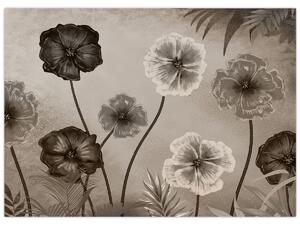 Obraz - Rysowane kwiaty (70x50 cm)