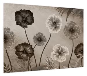 Obraz - Rysowane kwiaty (70x50 cm)