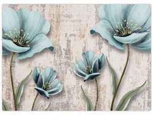 Obraz - Kwiaty na teksturze (70x50 cm)