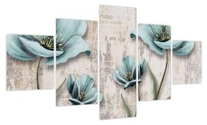 Obraz - Kwiaty na teksturze (125x70 cm)