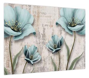 Obraz - Kwiaty na teksturze (70x50 cm)
