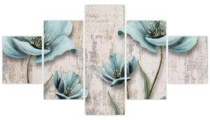 Obraz - Kwiaty na teksturze (125x70 cm)