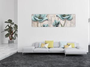 Obraz - Kwiaty na teksturze (170x50 cm)