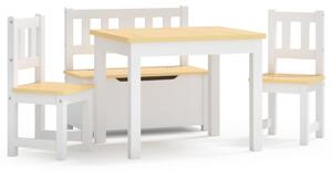 4-cz. zestaw dziecięcy, stolik i krzesła, biało-beżowy, MDF