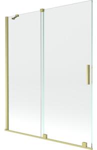 Mexen Velar parawan nawannowy 2-skrzydłowy rozsuwany 140 x 150 cm, transparent, złoty szczotkowany - 896-140-000-01-55