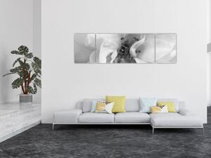 Obraz - Kwiat, czarno - biały (170x50 cm)