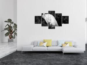 Obraz - Paw, czarno - biały (125x70 cm)