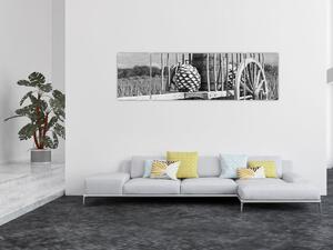 Obraz - Przyczepka, czarno - biały (170x50 cm)
