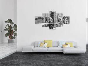 Obraz - Przyczepka, czarno - biały (125x70 cm)