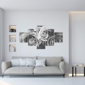 Obraz - Róża, czarno - biały (125x70 cm)