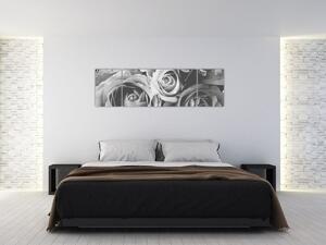Obraz - Róża, czarno - biały (170x50 cm)