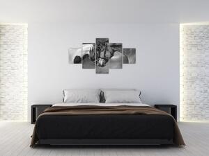 Obraz - Zakochane konie, czarno - biały (125x70 cm)