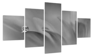 Obraz - Kropla na kwiecie, czarno - biały (125x70 cm)