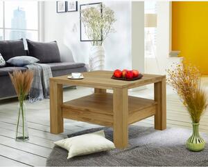 Drewniany dębowy stolik kawowy z półką
